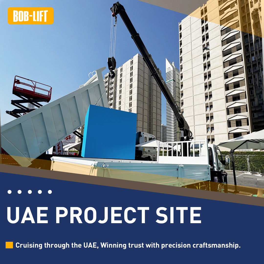تدعم الرافعات المثبتة على الشاحنات BOB-LIFT إنشاء البنية التحتية في دولة الإمارات العربية المتحدة